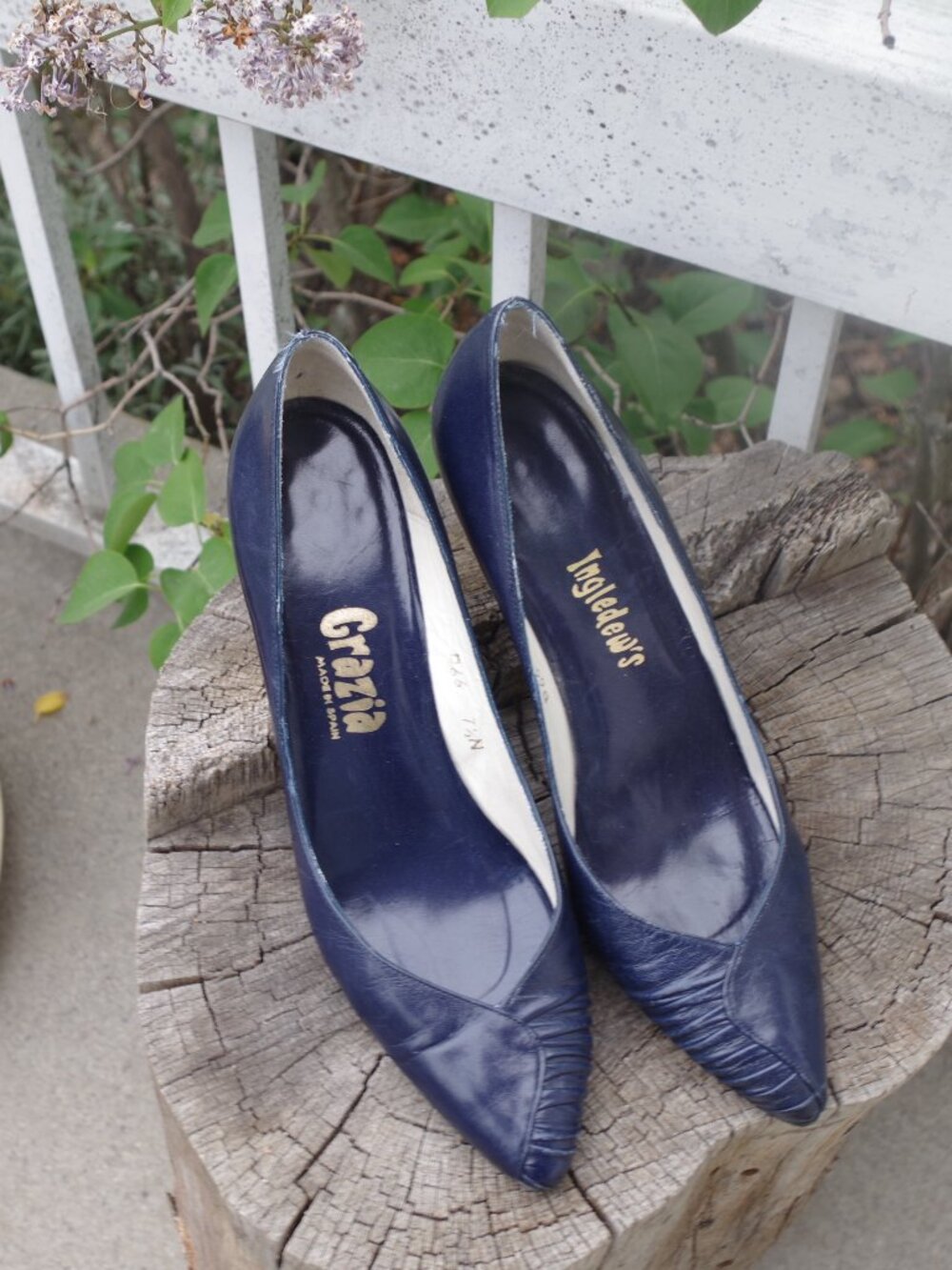 Ladies Navy Blue Heels By Ingledew's Leather